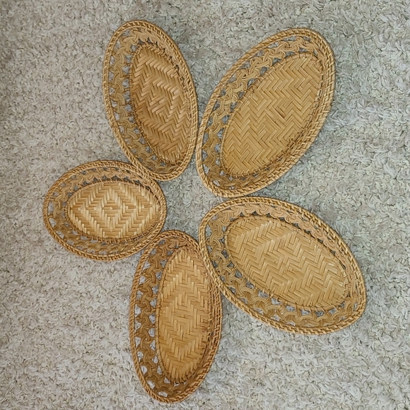 Straw wicker baskets set of 5 - Picture 3 of 12